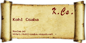 Kohl Csaba névjegykártya